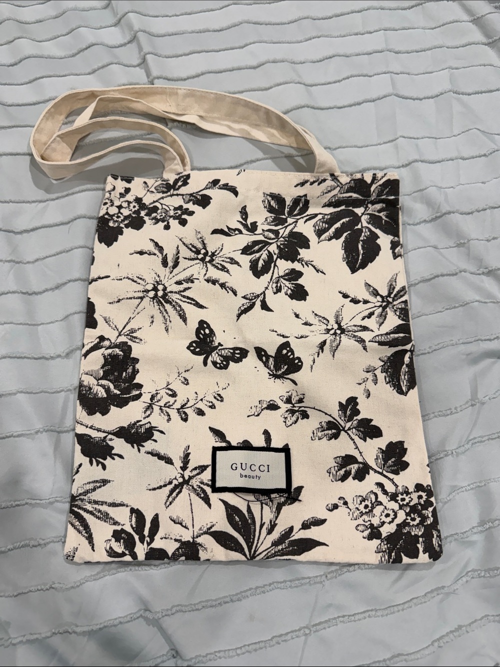 Gucci Black and White Floral Canvas Tote